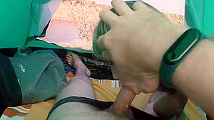 Risky Camping Blowjob Ends With Cum In Mouth - Letty Black
